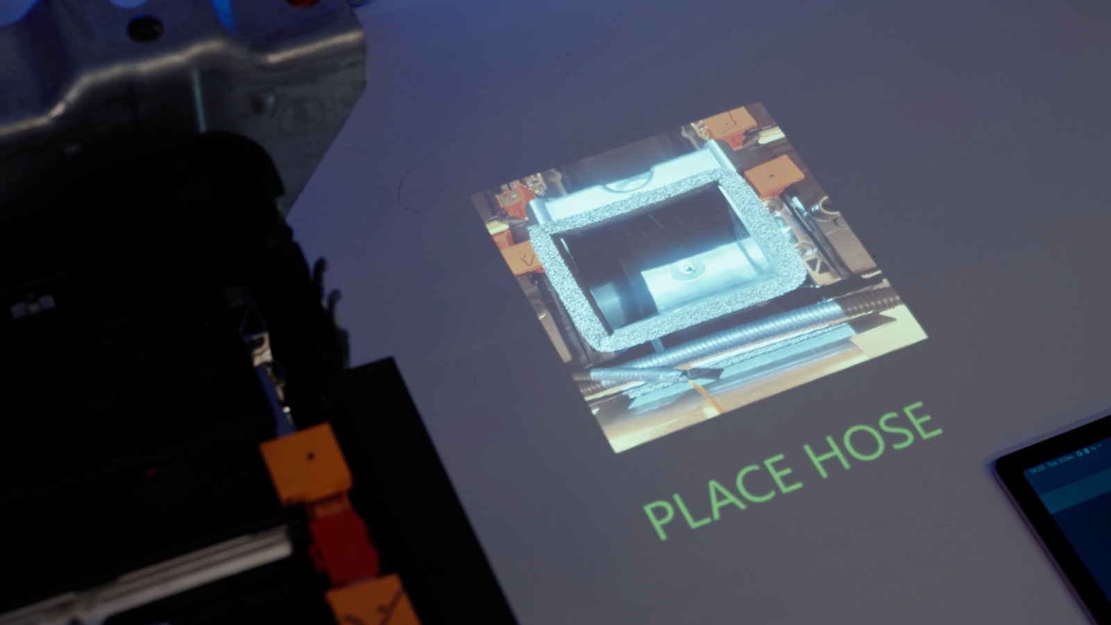 Project information onto work area through projection-based work instructions